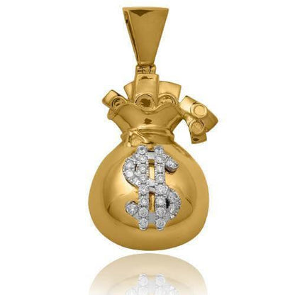 10KY 0.50CTW DIAMOND $ MONEY BAG PENDANT - Johnny Dang & Co