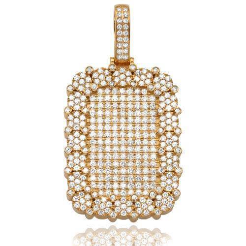 14KY 5.00CTW DIAMOND DOGTAG PENDANT WITH FLEUR CLU - Johnny Dang & Co