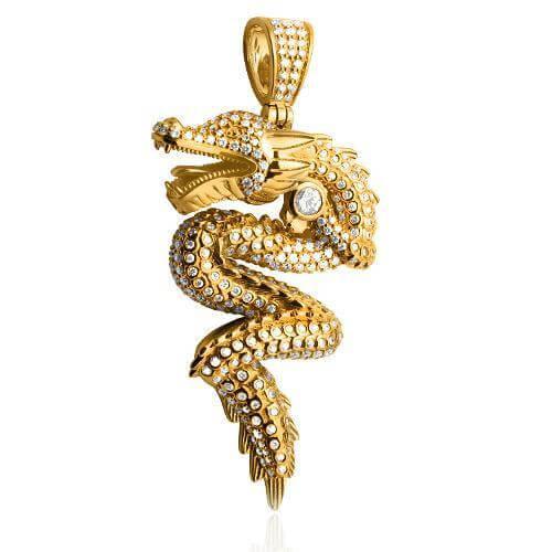 14KY 3.65CTW DIAMOND CHINESE DRAGON PENDANT - Johnny Dang & Co