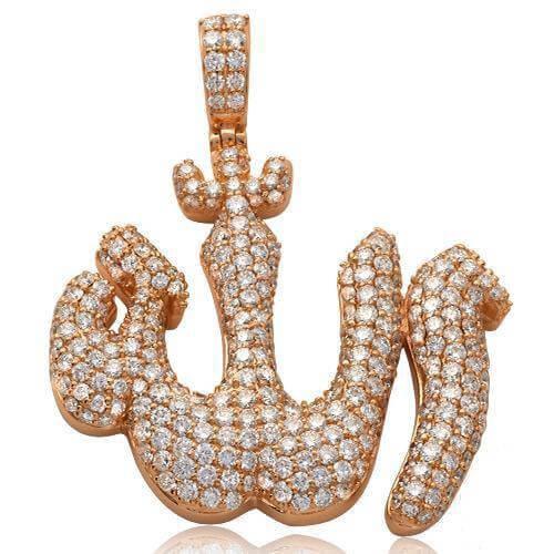 14KR 6.85CTW DIAMOND 'ALLAH' PENDANT - ROUNDED - Johnny Dang & Co
