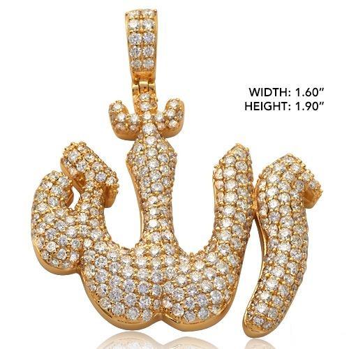 14KY 7.05CTW DIAMOND 'ALLAH' PENDANT - ROUNDED - Johnny Dang & Co