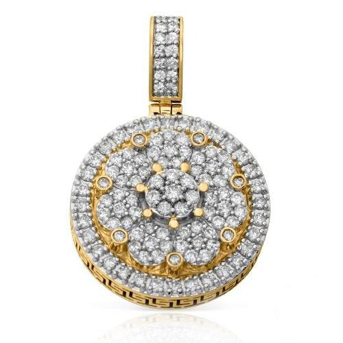 14KY 2.65CTW CLUSTER DIAMOND MEDALLION WITH CLUSTE - Johnny Dang & Co