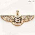 10KY 3.75CTW BLACK AND WHITE DIAMOND B AUTO EMBLEM - Johnny Dang & Co