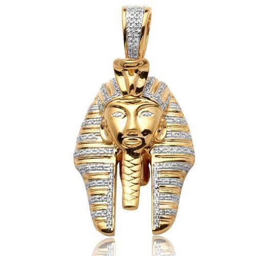 10KY 0.30CTW DIAMOND PHAROAH HEAD PENDANT - Johnny Dang & Co