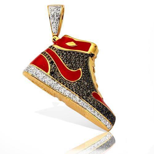 10KY 1.00CTW BLACK AND WHITE DIAMOND SHOE PENDANT - Johnny Dang & Co