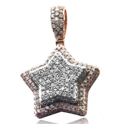 14KR+W 4.50CTW TWO TONE DIAMOND 3-D STAR PENDANT - Johnny Dang & Co