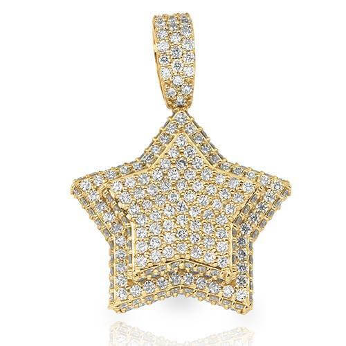 14KY 4.50CTW DIAMOND TWO TIERED 3-D STAR PENDANT