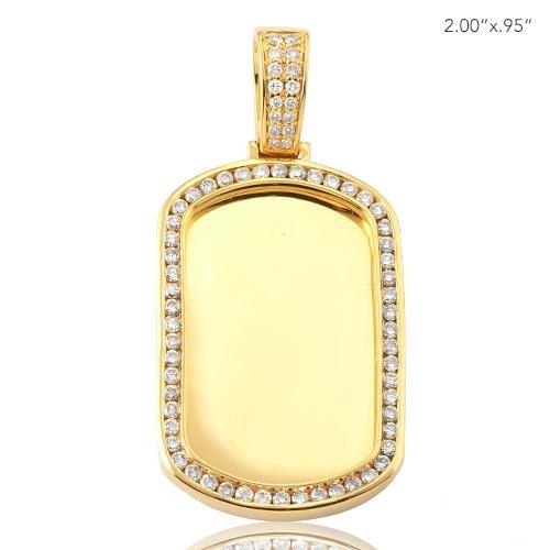 10KY 1.40CTW DIAMOND DOGTAG PENDANT - MIRROR PLATE - Johnny Dang & Co