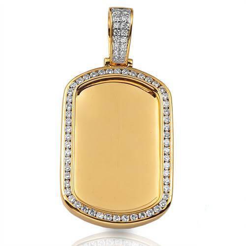 14KY 1.35CTW DIAMOND DOGTAG PENDANT - MIRROR PLATE - Johnny Dang & Co