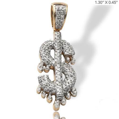 10KY 0.50CTW DRIPPING DIAMOND $ DOLLAR SIGN PENDANT - Johnny Dang & Co