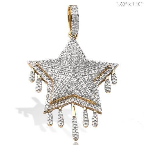 10K 0.75CT DRIPPING DIAMOND STAR PENDANT - Johnny Dang & Co