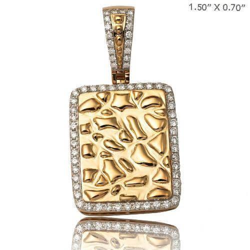 10KY 1.00CTW DIAMOND NUGGET DOG TAG PENDANT - Johnny Dang & Co