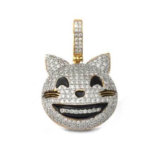 10KY 1.35CTW DIAMOND EMOJI PENDANT W/BLACK ENAMEL - Johnny Dang & Co