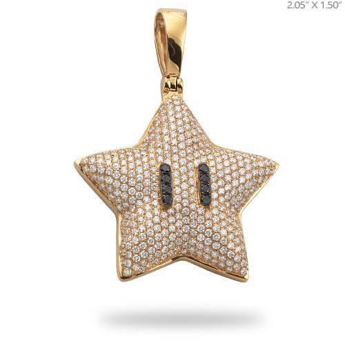 14KY 4.05CTW DIAMOND STAR EMOJI PENDANT WITH BLACK - Johnny Dang & Co