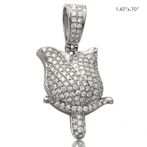 14KW 1.50CTW DIAMOND ROSE PENDANT - Johnny Dang & Co