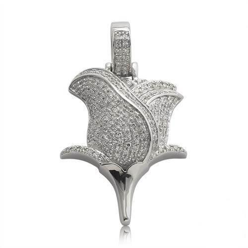 14KW 0.50CTW DIAMOND ROSE FLOWER PENDANT - Johnny Dang & Co