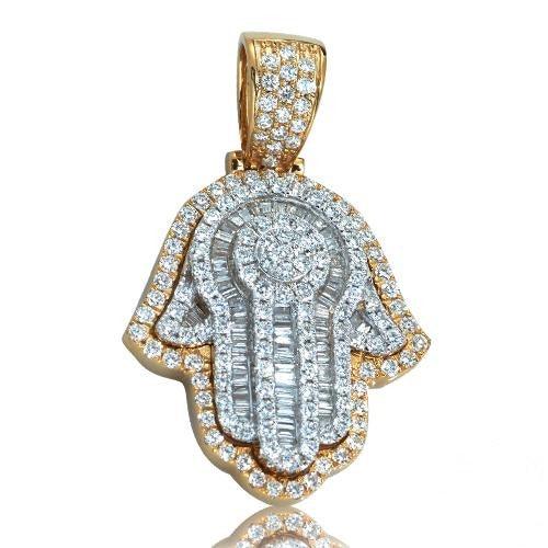 14KY+W 2.00CTW TWO TONE DIAMOND HAMZAH PENDANT - Johnny Dang & Co
