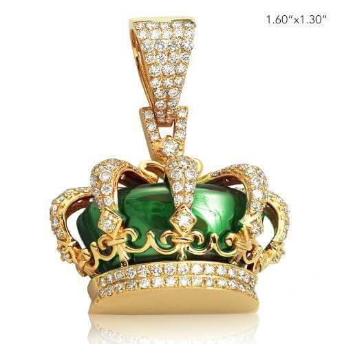 10KY 2.85CTW DIAMOND CROWN GREEN PENDANT - Johnny Dang & Co