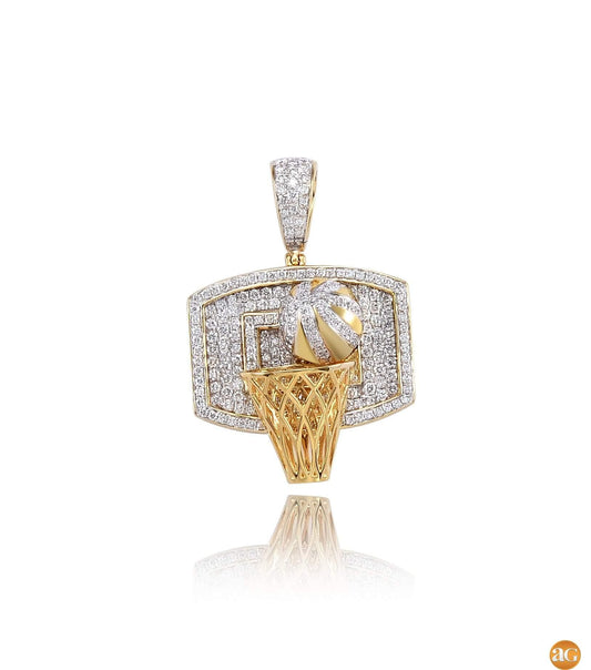 10KY 1.25CTW DIAMOND BASKETBALL AND HOOP PENDANT - Johnny Dang & Co