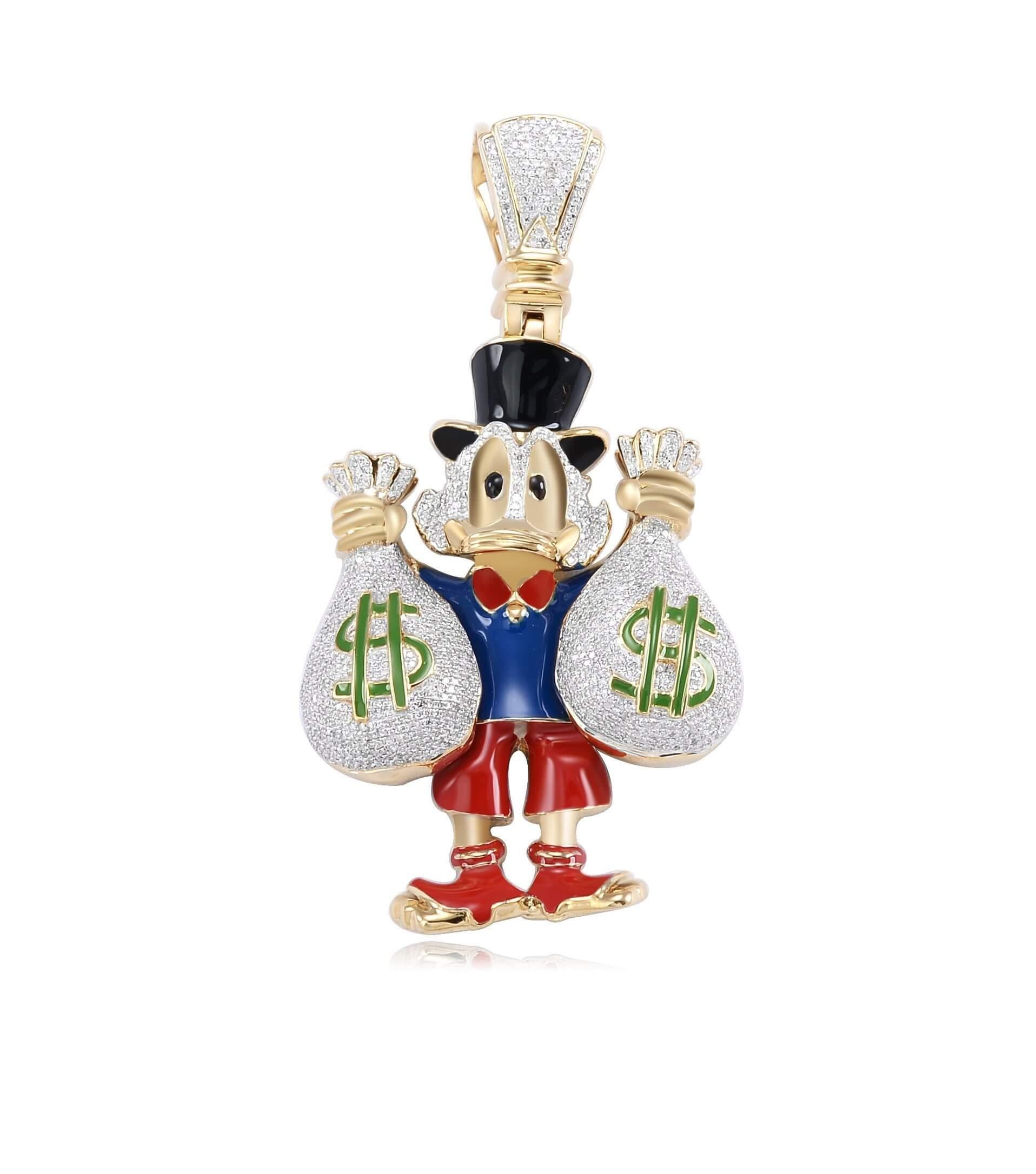 10KY 3.75CTW DIAMOND DUCK WITH MONEY BAGS PENDANT - Johnny Dang & Co