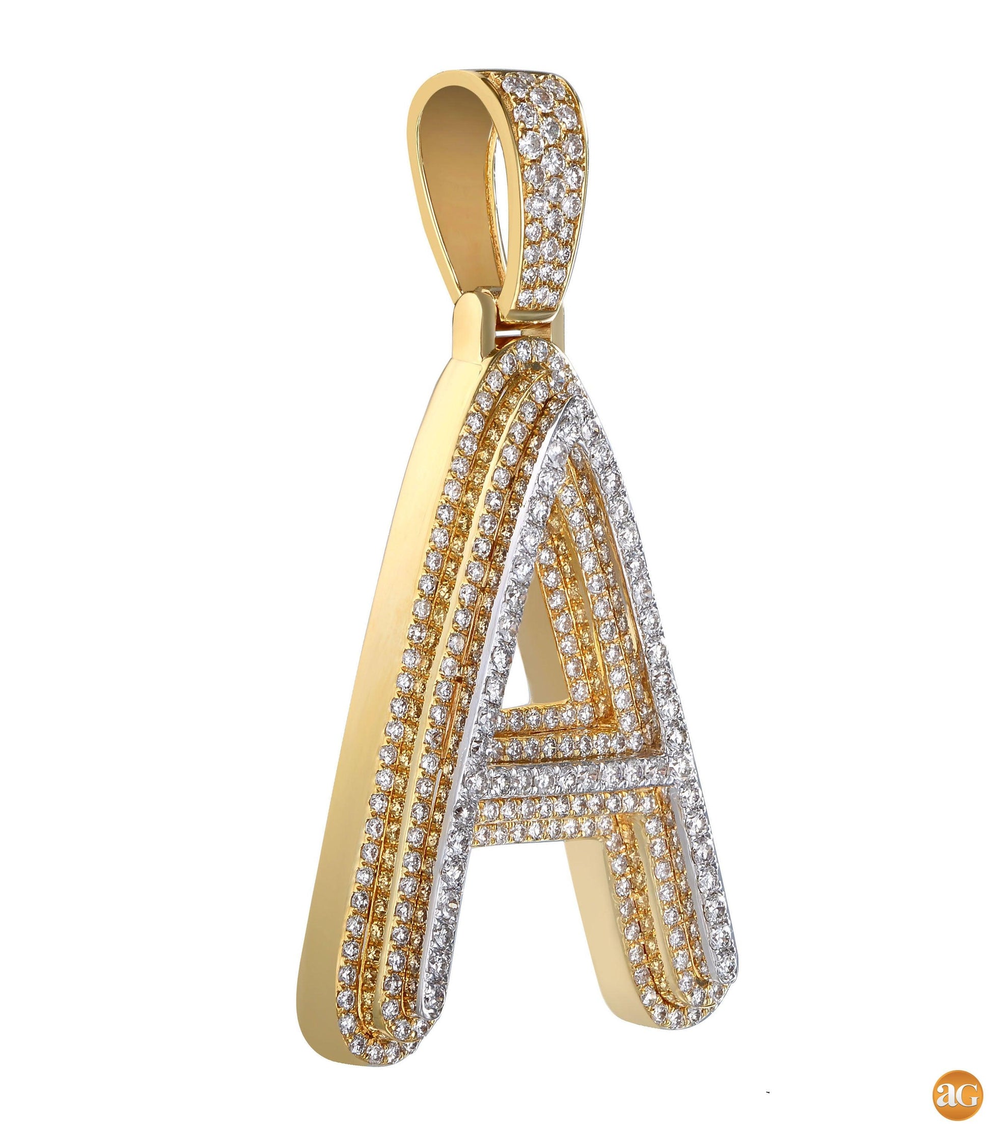 10KY+W 4.25CTW DIAMOND BUBBLE INITIAL 3-D PENDANT - Johnny Dang & Co