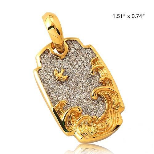 14KY 1.00CTW DIAMOND WAVES DOGTAG PENDANT - Johnny Dang & Co