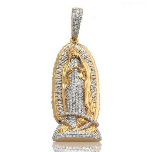 14KY 1.05CTW DIAMOND VIRGIN MARY PENDANT - Johnny Dang & Co