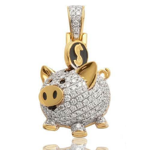 10KY 1.00CTW DIAMOND PIGGY BANK PENDANT - Johnny Dang & Co