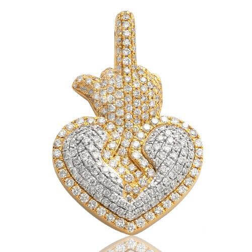 10KY+W 1.40CTW DIAMOND HEART WITH MIDDLE FINGER