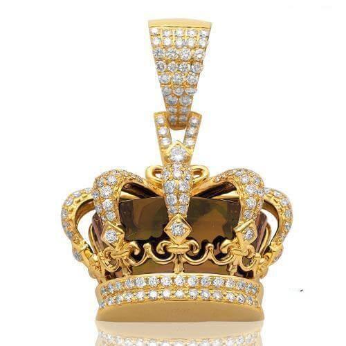 10KY 2.85CTW DIAMOND CROWN PENDANT - Johnny Dang & Co