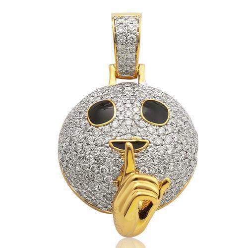 10KY 1.65CTW DIAMOND 'SHHH' EMOJI PENDANT - Johnny Dang & Co