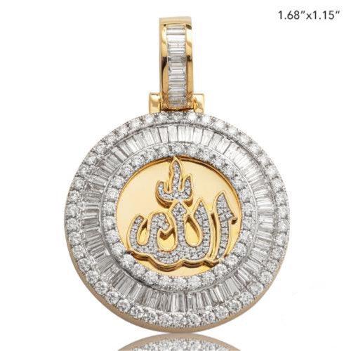 14KY 3.85CTW BAGUETTE DIAMOND 'ALLAH' MEDALLION - Johnny Dang & Co
