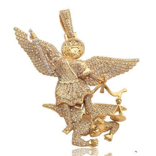 10KY 2.05CTW DIAMOND ST. MICHAEL SLAYING DEVIL - Johnny Dang & Co