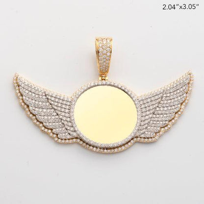 10KY+W 7.00CTW DIAMOND ROUND MEMORY PENDANT WITH WINGS - Johnny Dang & Co