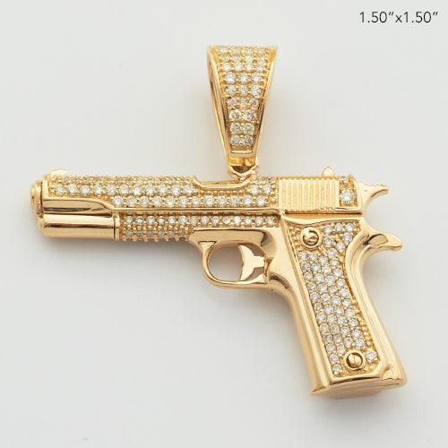 14KY 2.20CTW DIAMOND HANDGUN PENDANT - Johnny Dang & Co