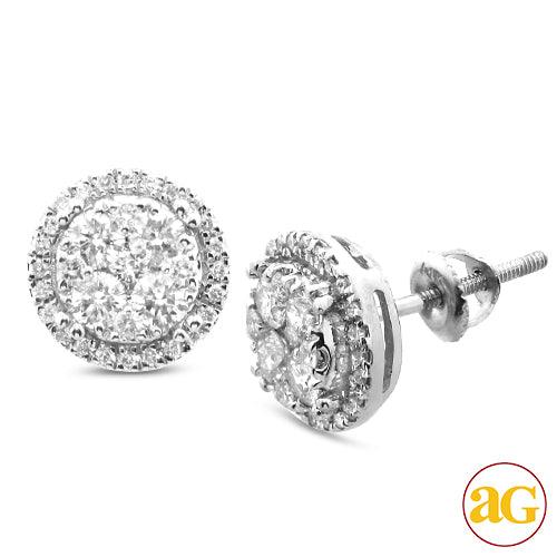 14KW 1.00CTW DIAMOND ROUND SHAPED CLUSTER EARRING - Johnny Dang & Co