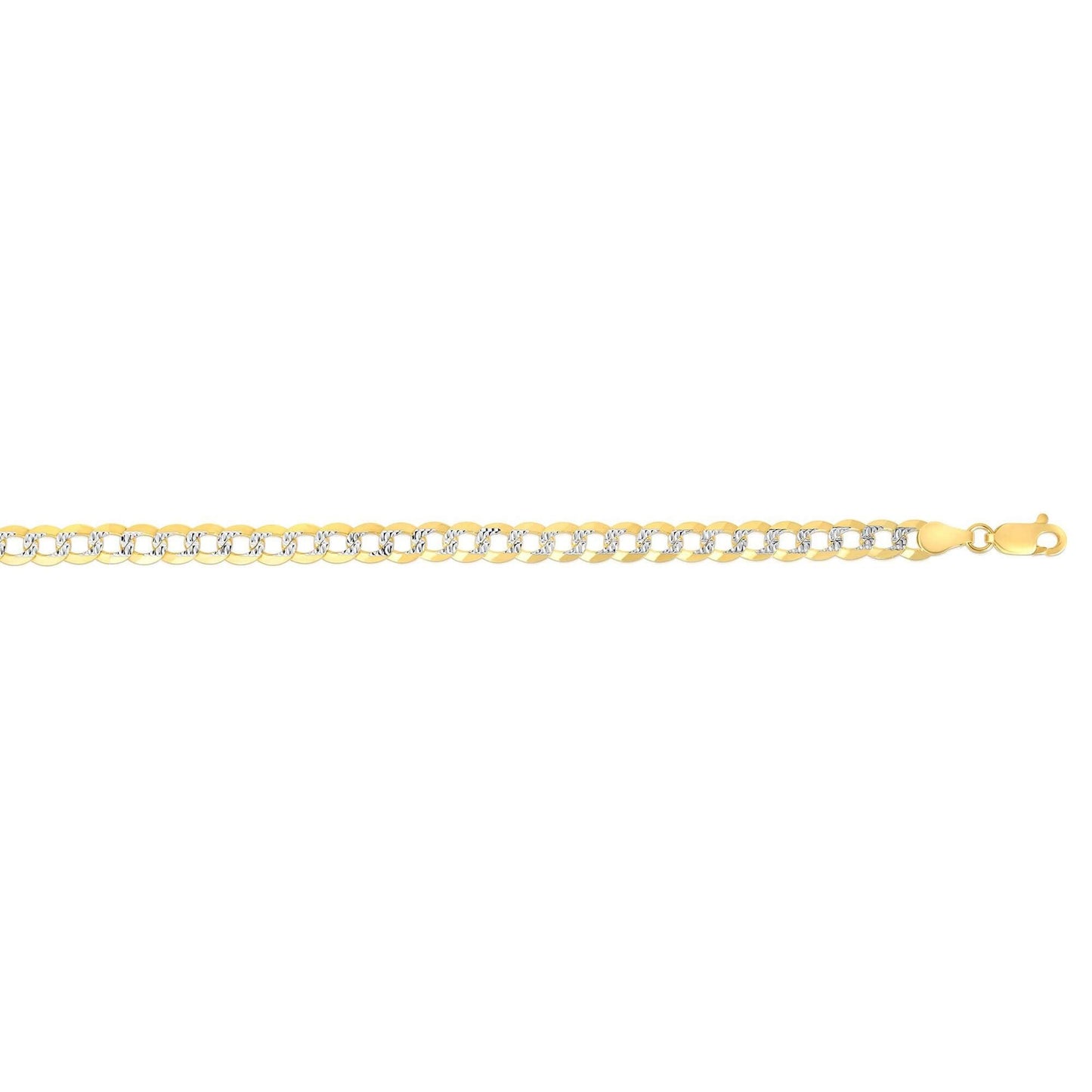 14kt Gold 20 inches Yellow+White Finish 4.6mm Diamond Cut Comfort Pave Curb Chain with Lobster Clasp - Johnny Dang & Co