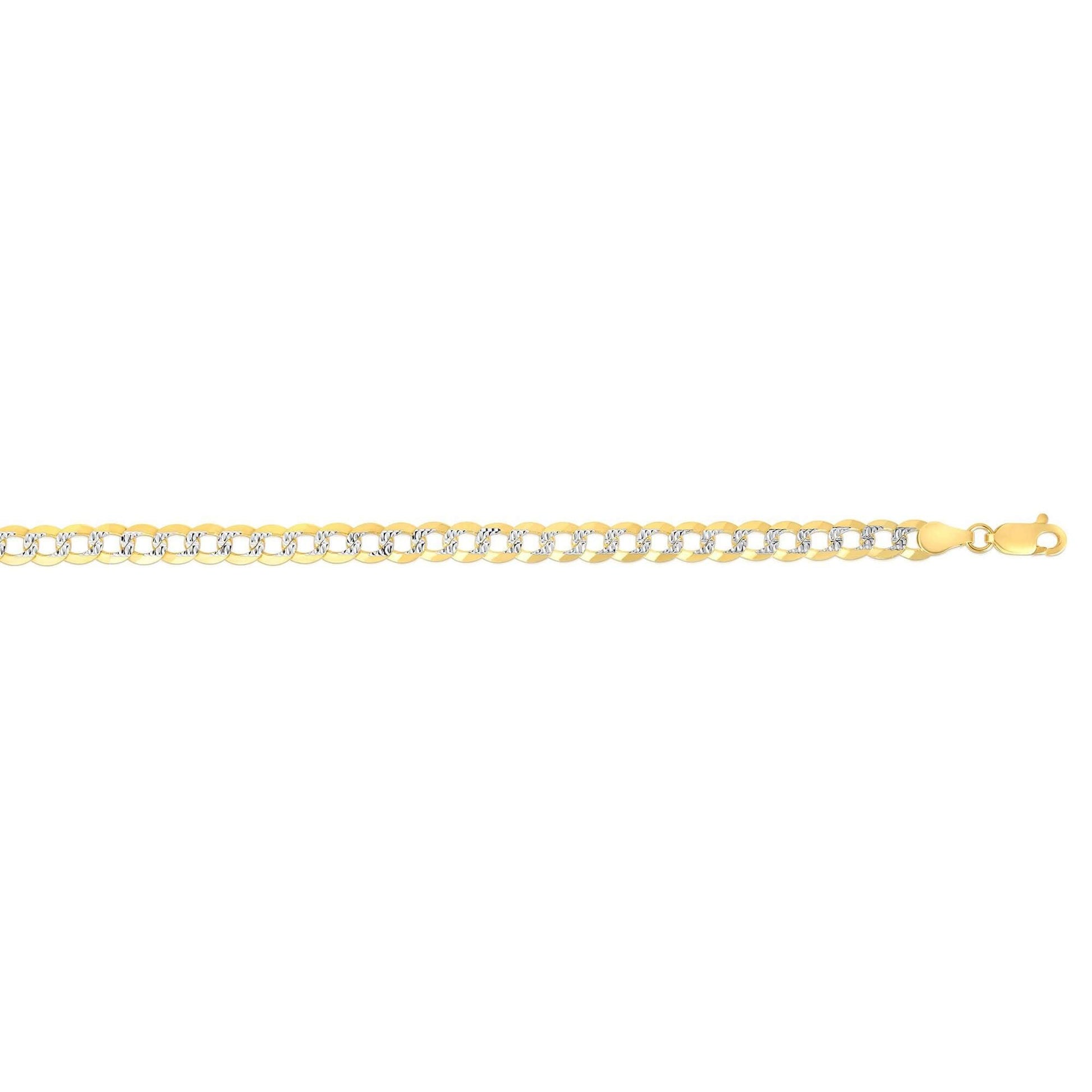 14kt Gold 20 inches Yellow+White Finish 4.6mm Diamond Cut Comfort Pave Curb Chain with Lobster Clasp - Johnny Dang & Co