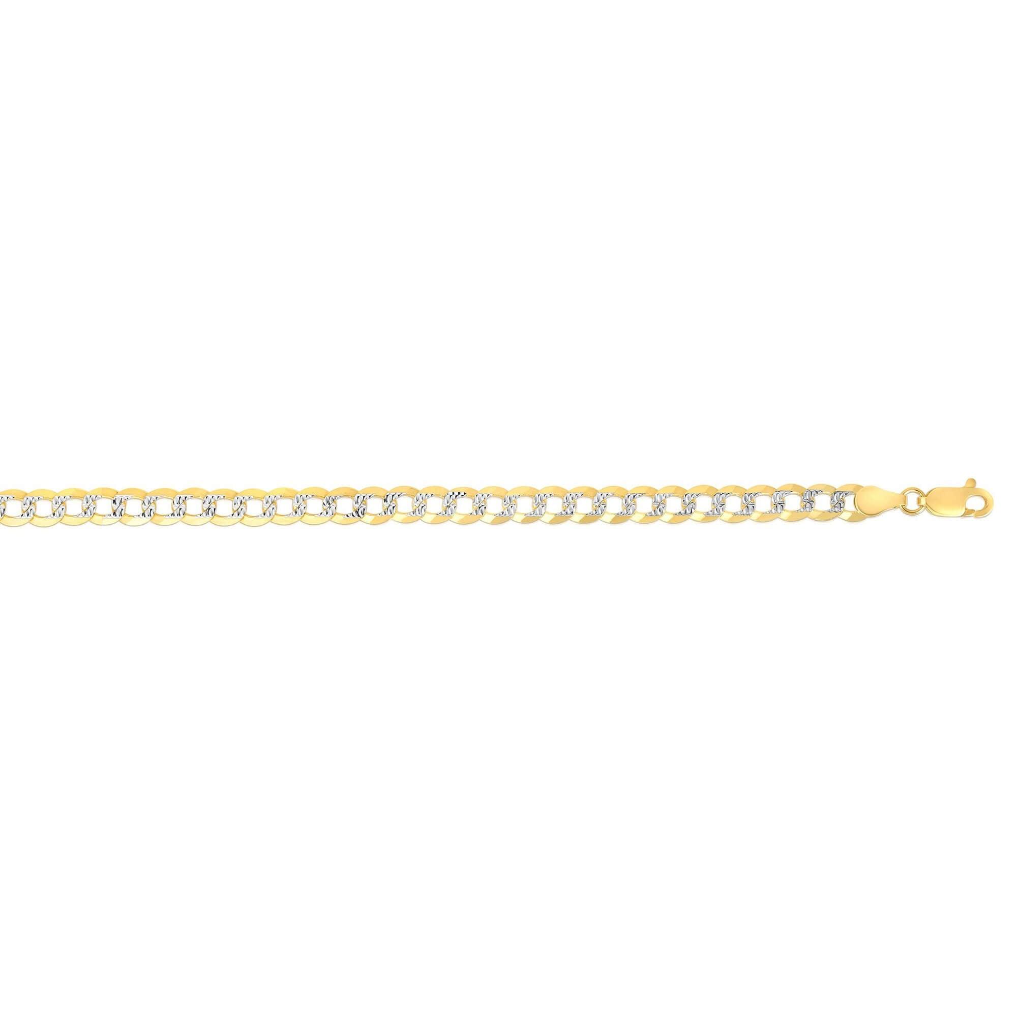 14kt Gold 20 inches Yellow+White Finish 4.6mm Diamond Cut Comfort Pave Curb Chain with Lobster Clasp - Johnny Dang & Co