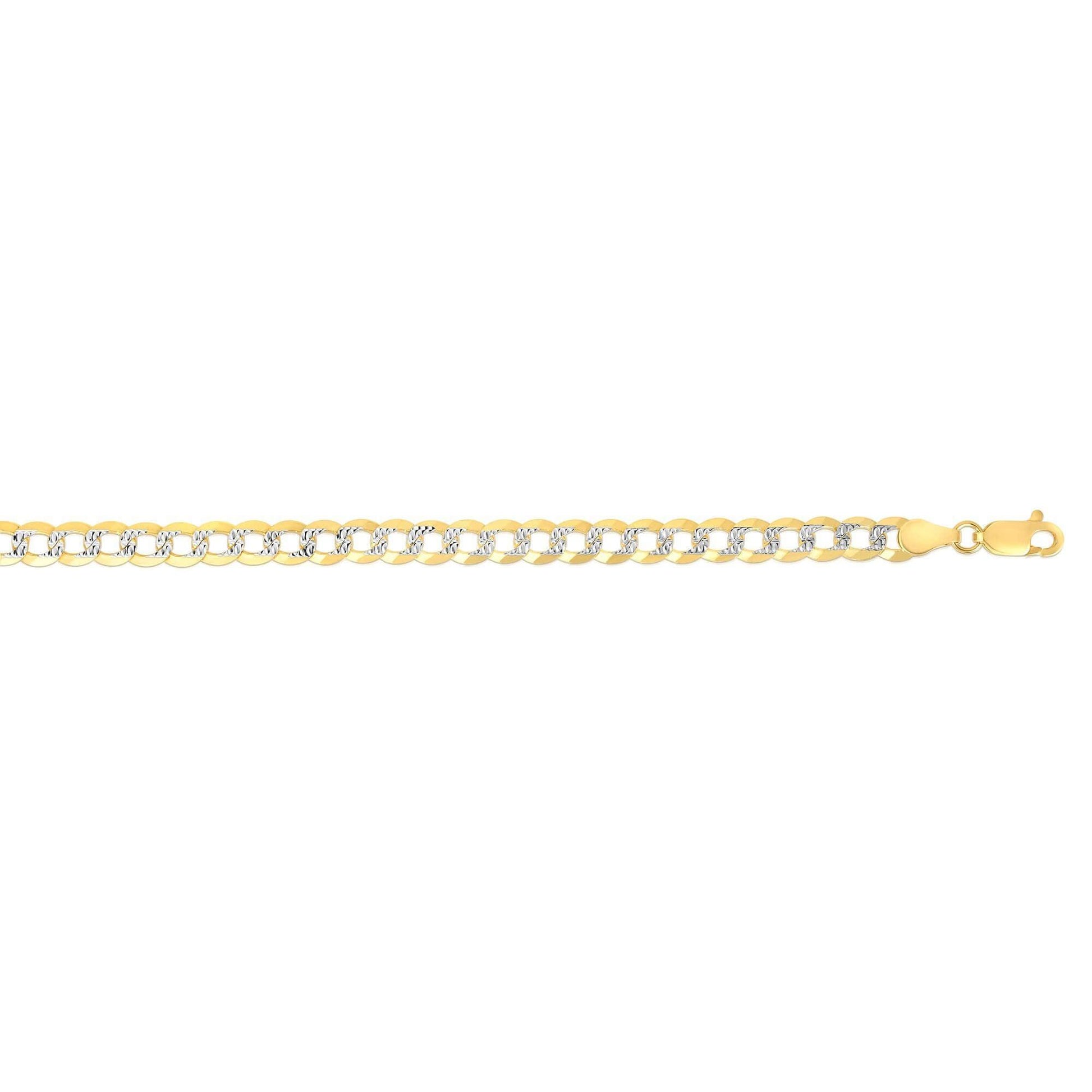 14kt Gold 22 inches Finish 7mm Diamond Cut Comfort Pave Curb Chain with Lobster Clasp - Johnny Dang & Co