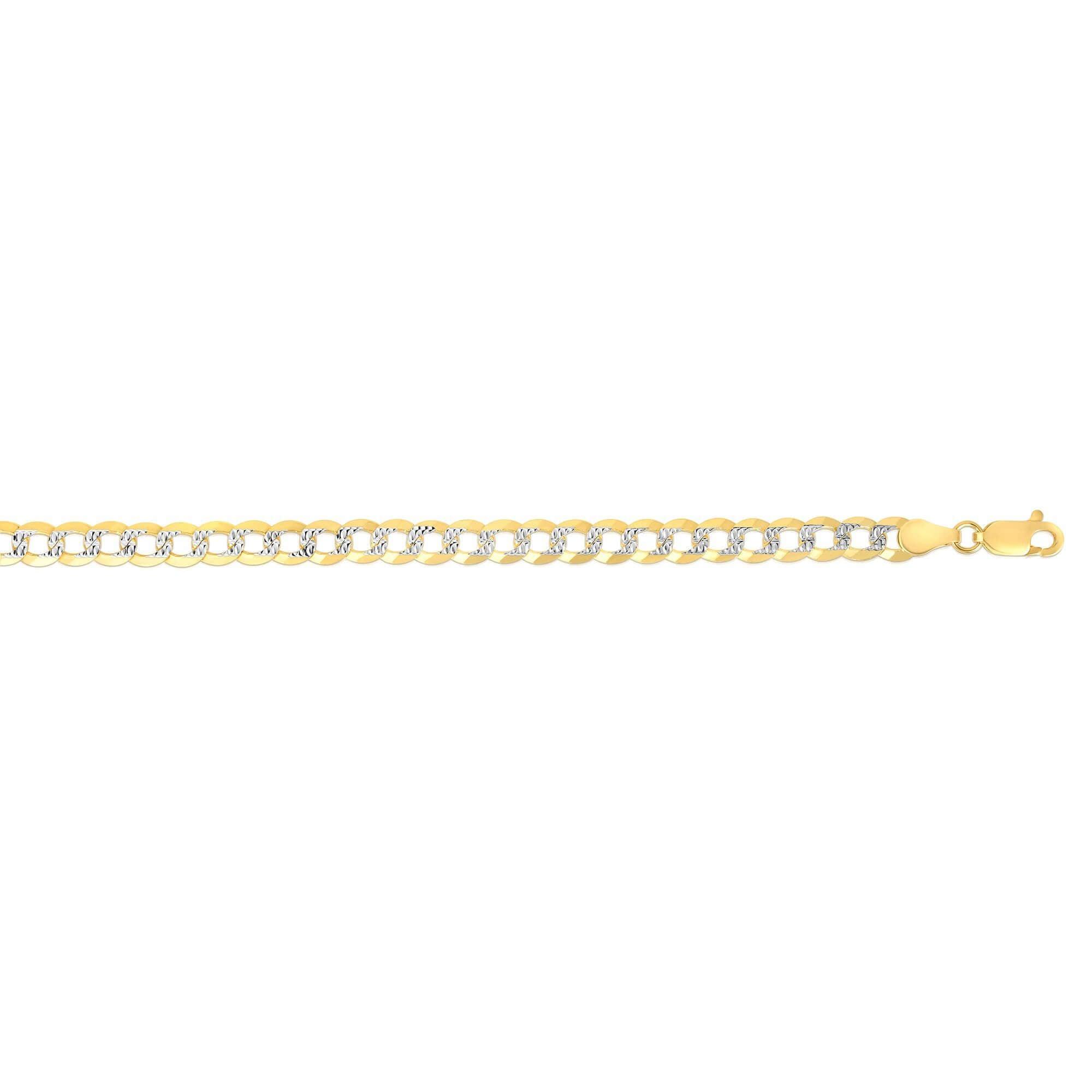 14kt Gold 22 inches Finish 7mm Diamond Cut Comfort Pave Curb Chain with Lobster Clasp - Johnny Dang & Co