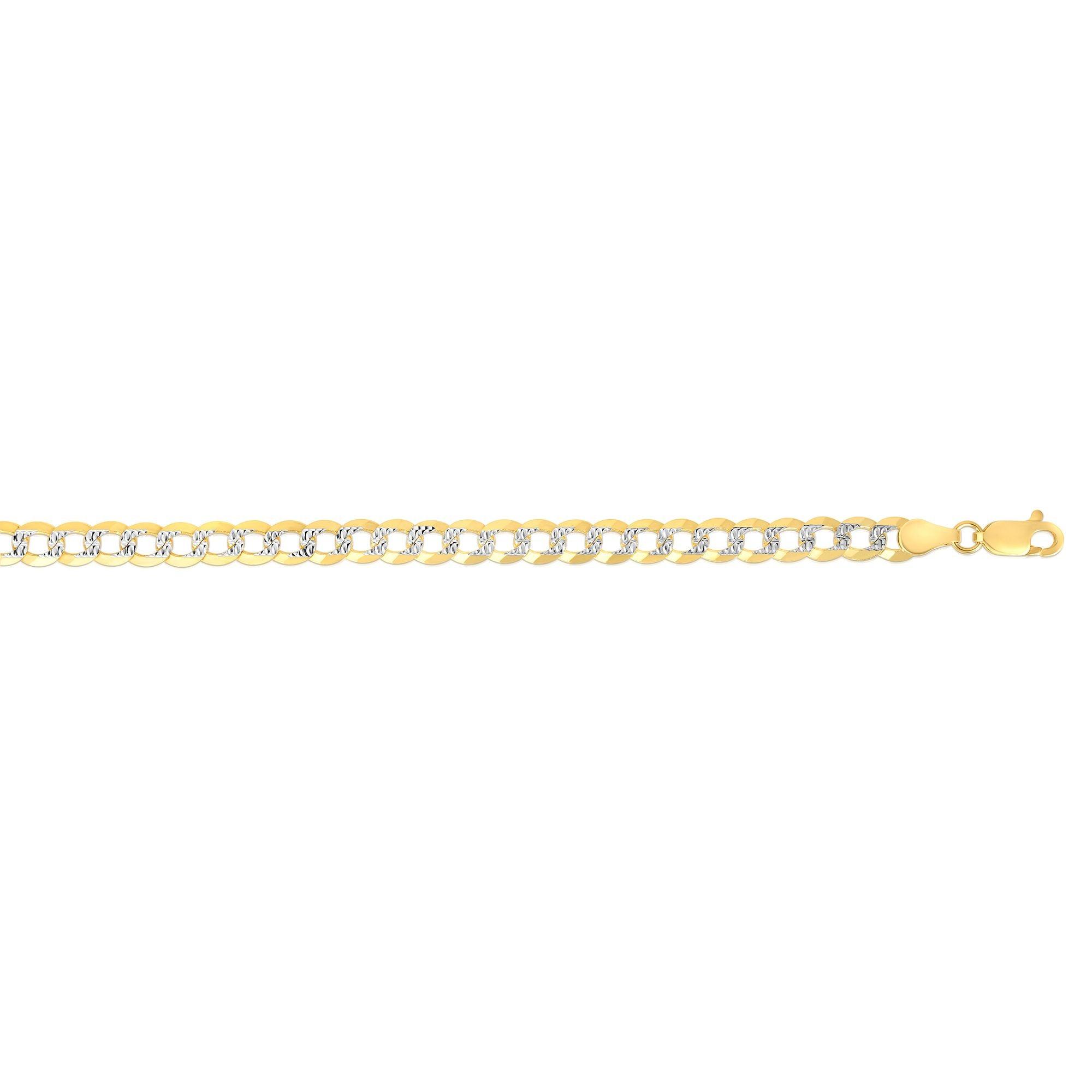 14K Gold 7mm White Pave Curb Chain - Johnny Dang & Co