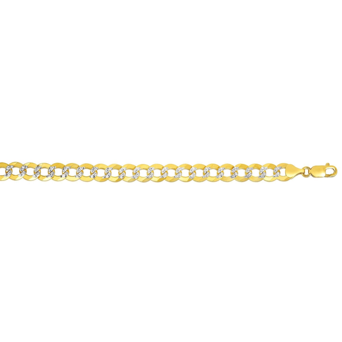 14K Gold 9.7mm White Pave Curb Chain - Johnny Dang & Co