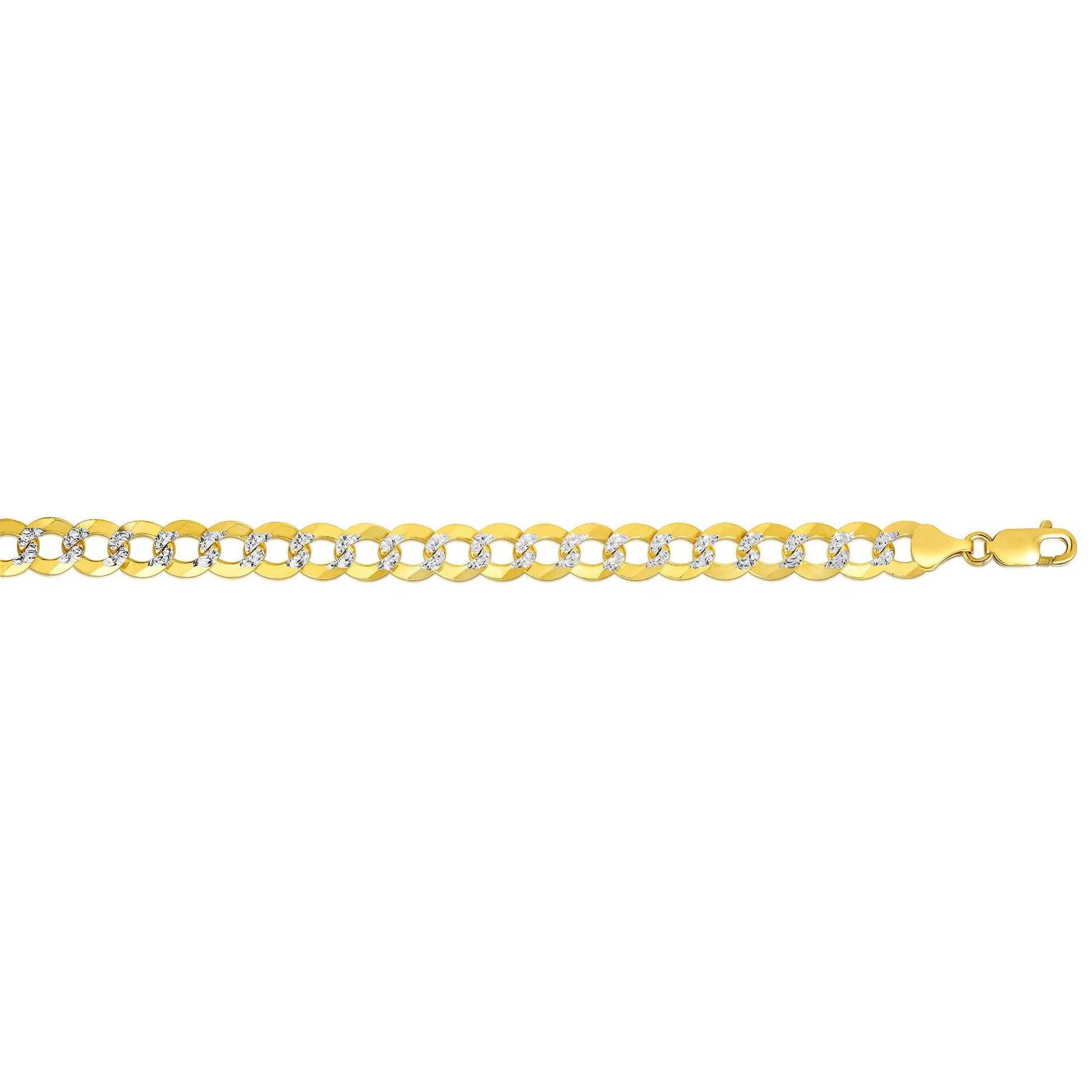 14K Gold 9.7mm White Pave Curb Chain - Johnny Dang & Co