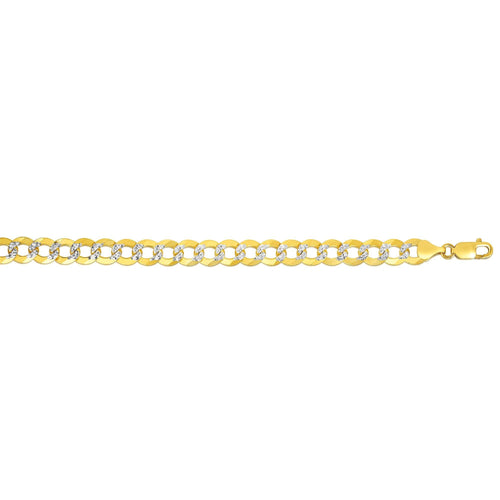 14K Gold 9.7mm White Pave Curb Chain