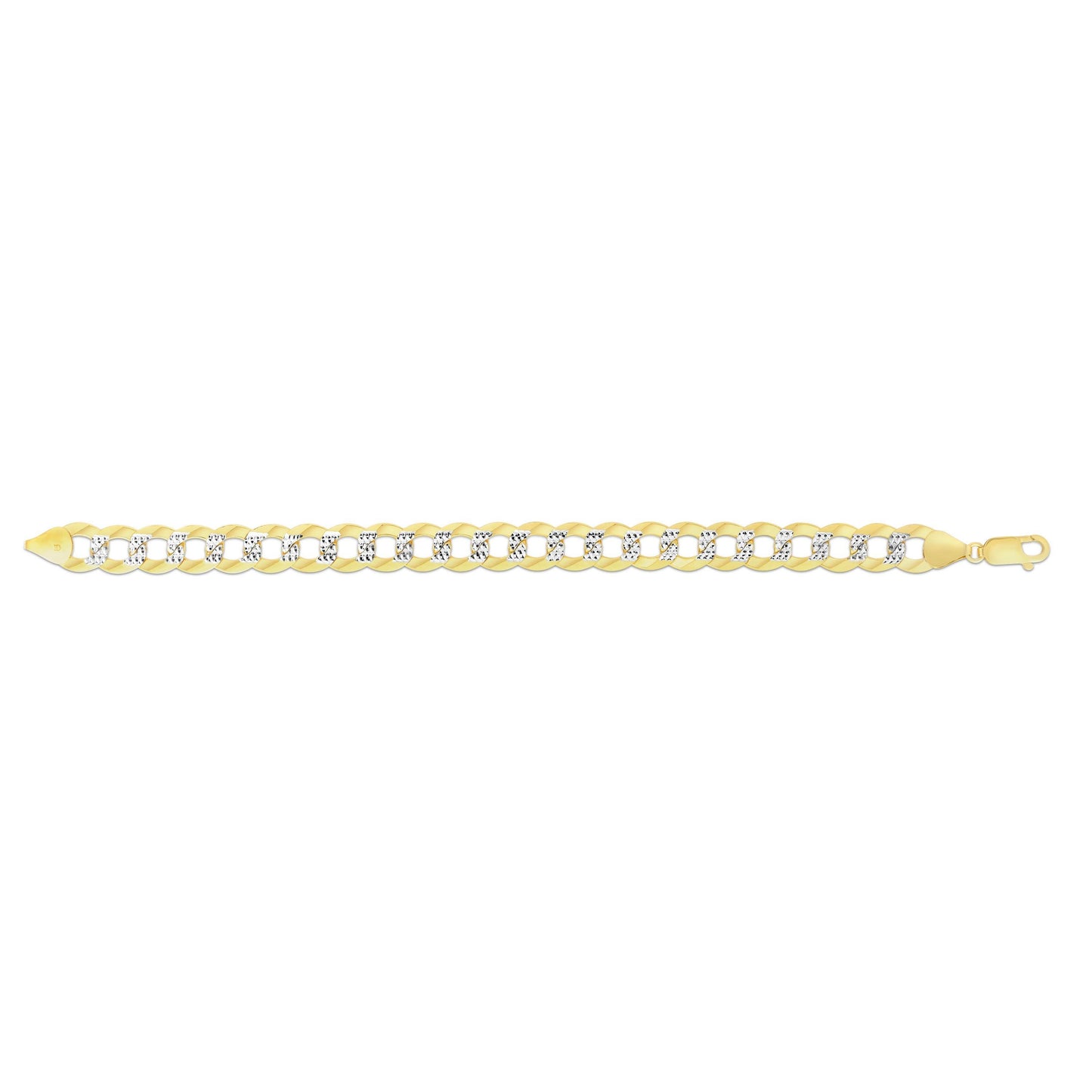 14K Gold 11.23mm White Pave Curb Chain - Johnny Dang & Co