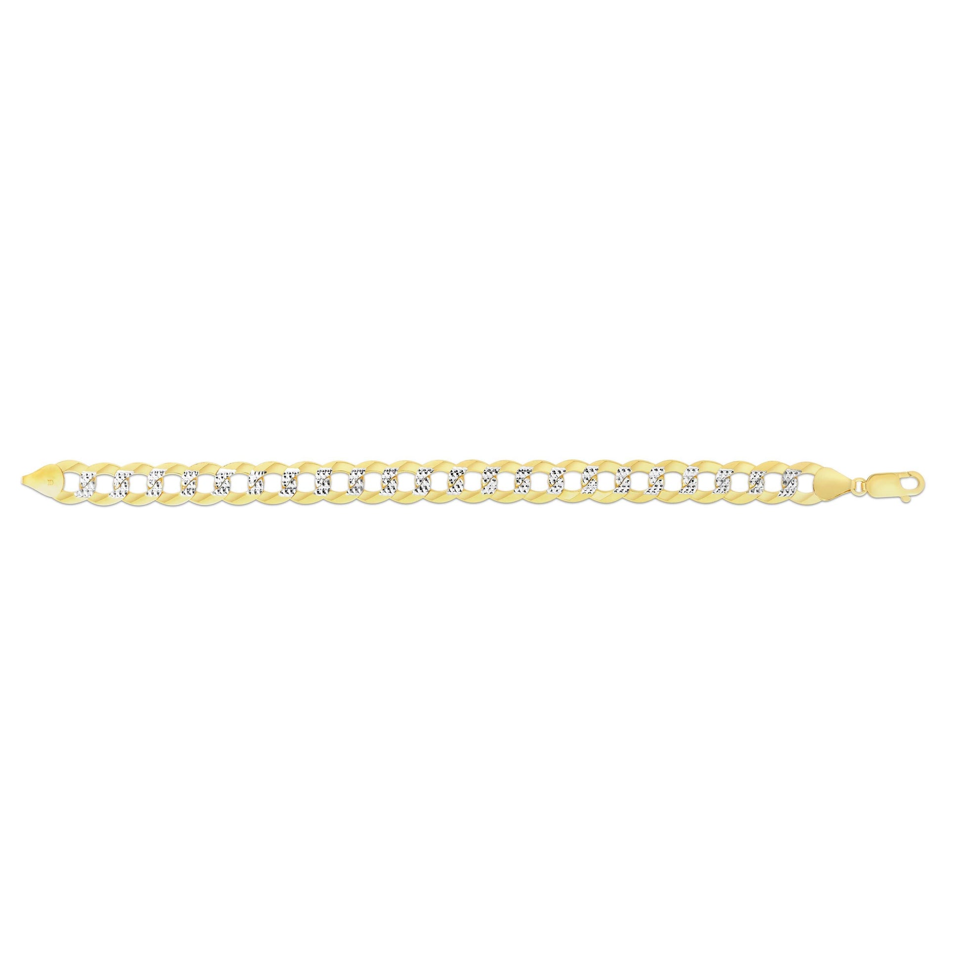 14K Gold 11.23mm White Pave Curb Chain - Johnny Dang & Co