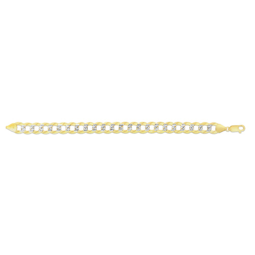 14K Gold 11.23mm White Pave Curb Chain