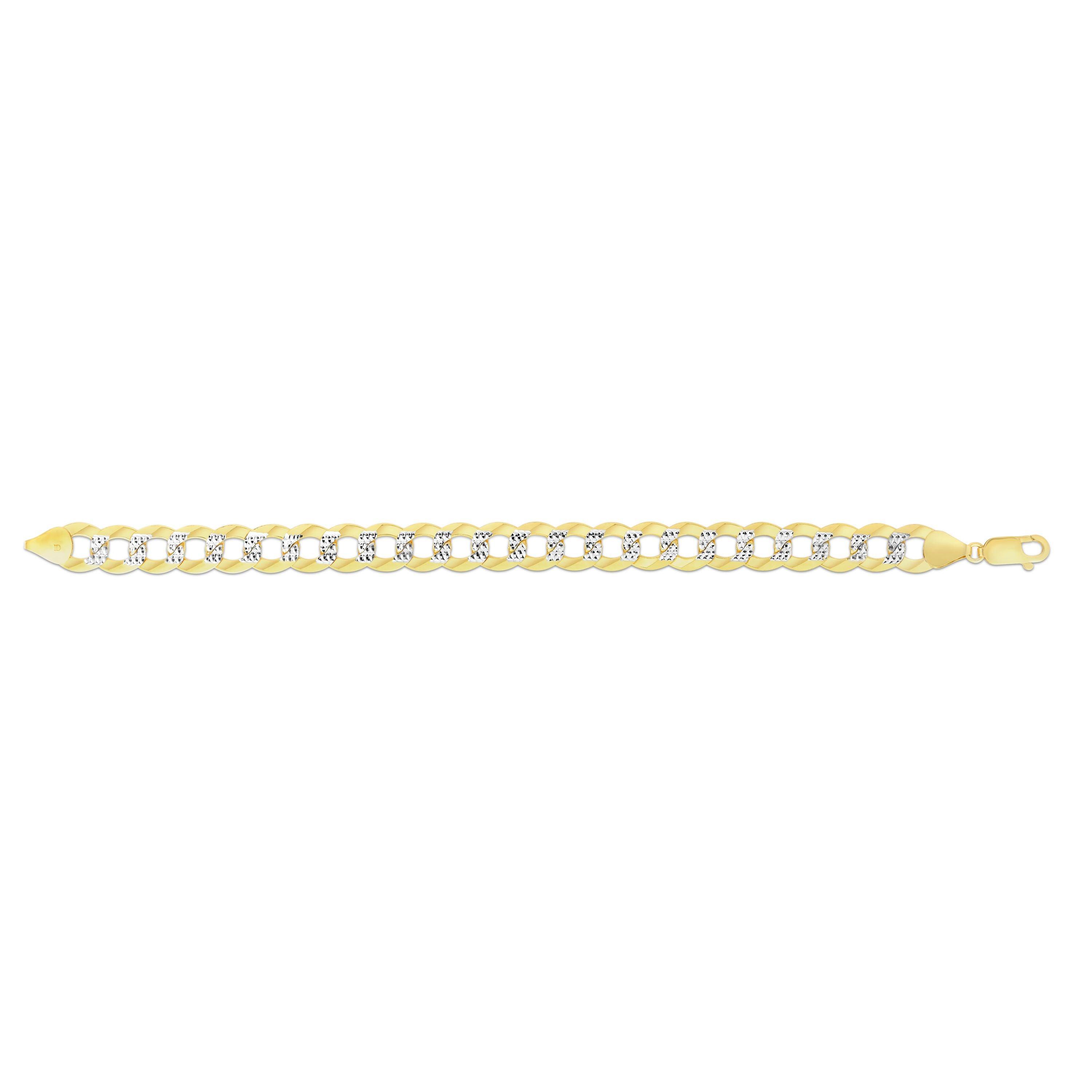 14K Gold 11.23mm White Pave Curb Chain - Johnny Dang & Co