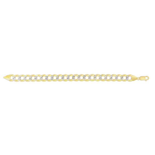 14K Gold 11.23mm White Pave Curb Chain - Johnny Dang & Co